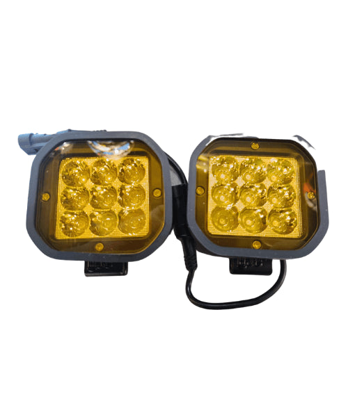 LIU HJG Square 9 LED Fog Light with Wiring Harness and Mounts – Pair (120W)