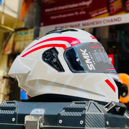 SMK Stellar Sports Stage Gloss White Grey Red (GL163) Helmet