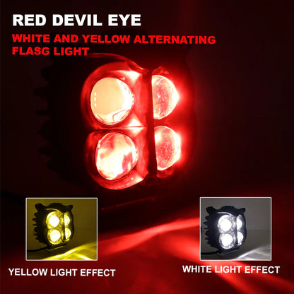 LIU HJG 4 Lens Owl Shape Fog Light ABS Yellow,White & Red Devil Eye 40W 80V (Pack Of 2)