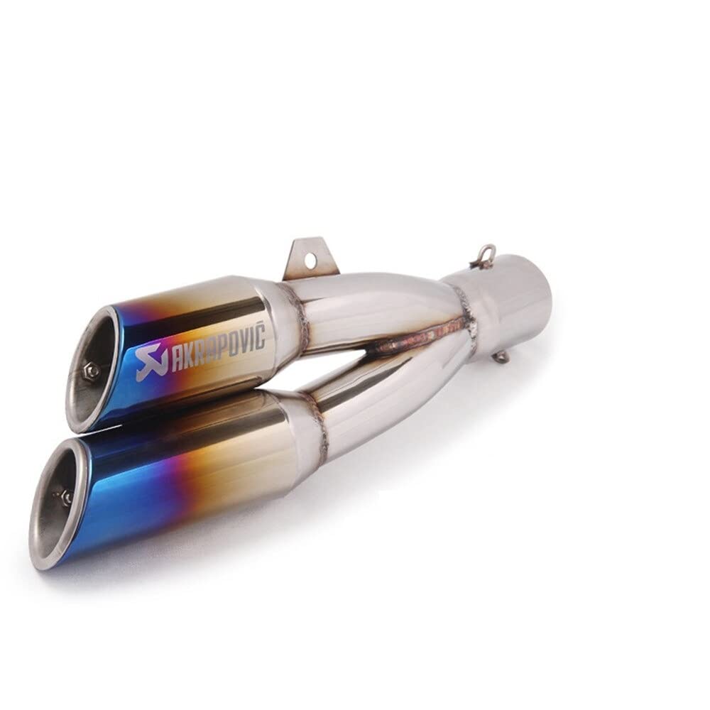 Akrapovic double barrel exhaust Universal Stainless Steel Slip On(38mm-51mm) Motorcycle Exhaust Muffler Pipe with DB Killer For All Bikes(Rainbow Multi-colour)