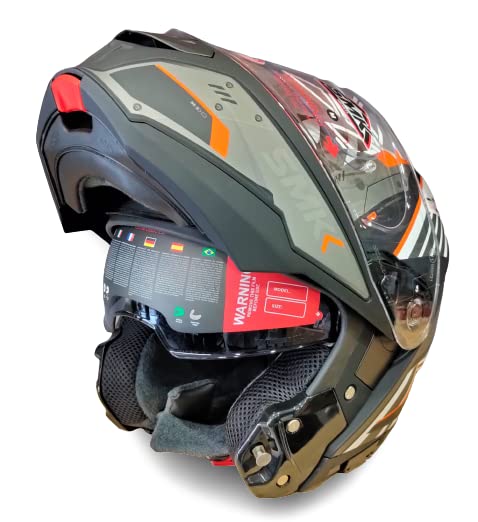 SMK Helmets - Gullwing - Tekker - Matt Black Orange White - Dual Visor Flip Up Helmet (MA217)