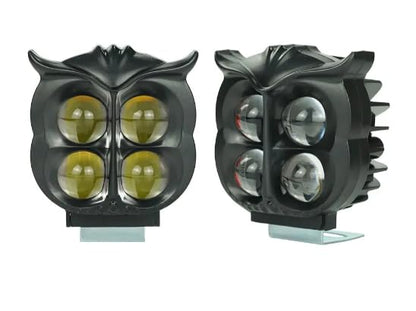 LIU HJG 4 Lens Owl Shape Fog Light ABS Yellow,White & Red Devil Eye 40W 80V (Pack Of 2)