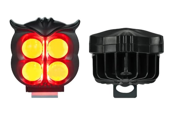 LIU HJG 4 Lens Owl Shape Fog Light ABS Yellow,White & Red Devil Eye 40W 80V (Pack Of 2)