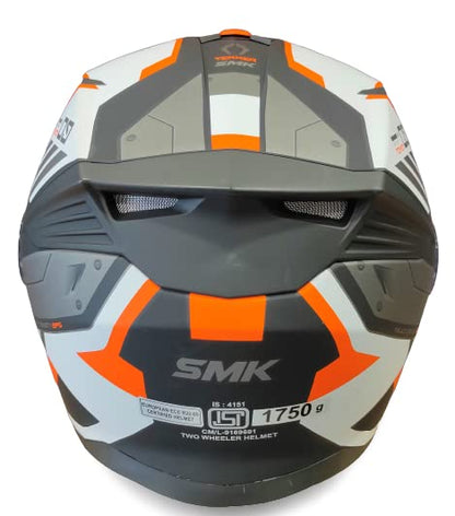 SMK Helmets - Gullwing - Tekker - Matt Black Orange White - Dual Visor Flip Up Helmet (MA217)