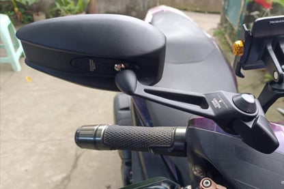 Napoleon anti glare oval shaped mirrors short stem (pair) for all motorcycles and scooters - aluminium