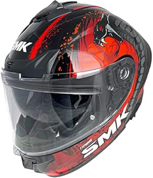 SMK Typhoon Reptile Black Orange Red Gloss (GL273) Helmet