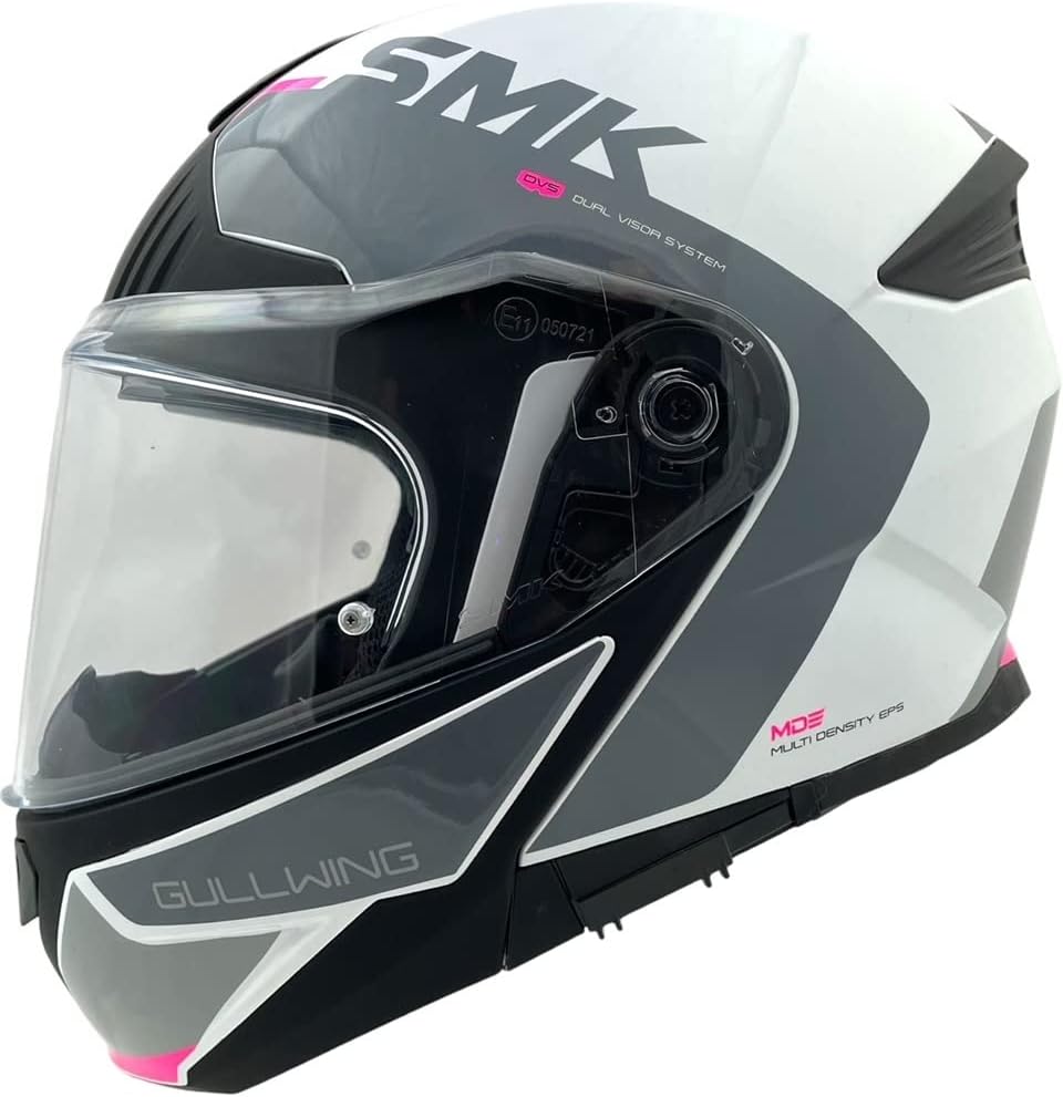 SMK GULLWING KRESTO GL169 FLIP UP MODULAR WHITE GREY PINK  HELMET