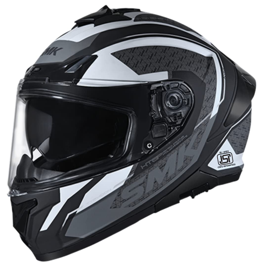 SMK Helmets - Typhoon - RD1 - Matt Black White Grey - Dual Visor Full Face Helmet (MA216)