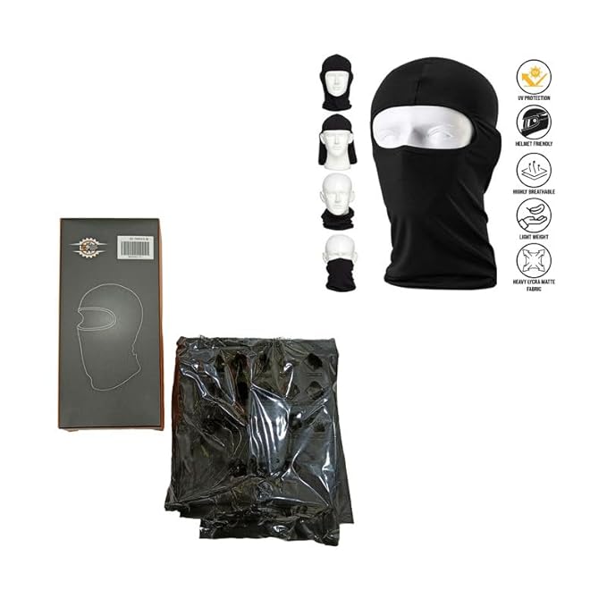 LGP Balaclava Face Mask 4 Way Stretch Quick Dry Sweat Absorbing Helmet Liner, Full Face Cover Protection Black