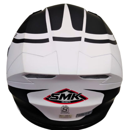 SMK Helmets - Stellar - Squad - White Black Red - Pinlock Anti Fog Lens Fitted Single Clear Visor Full Face Helmet - MA132