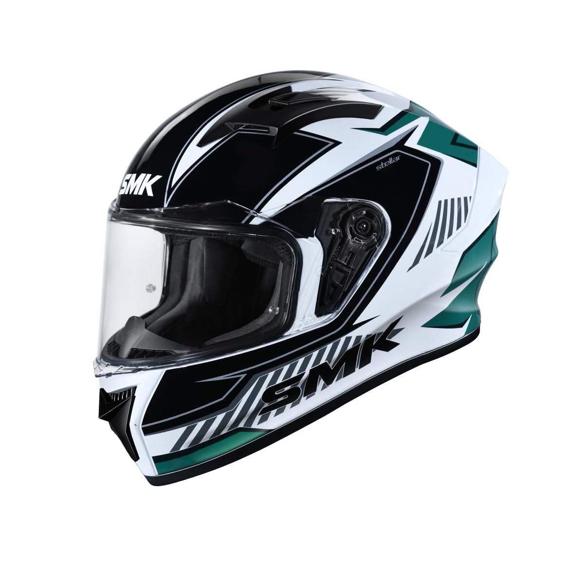 SMK Stellar Sports Adox Motorcycling Helmet Isi,Dot&Ece-06 Certified Full Face Helmet,Green White