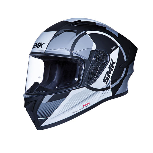 Smk Stellar Sports S01 Faro Helmet Isi Dot & Ece- 06 Certified Full Face Helmet with Anti Fog Clear Visor Helmet - Matt black (MA266)