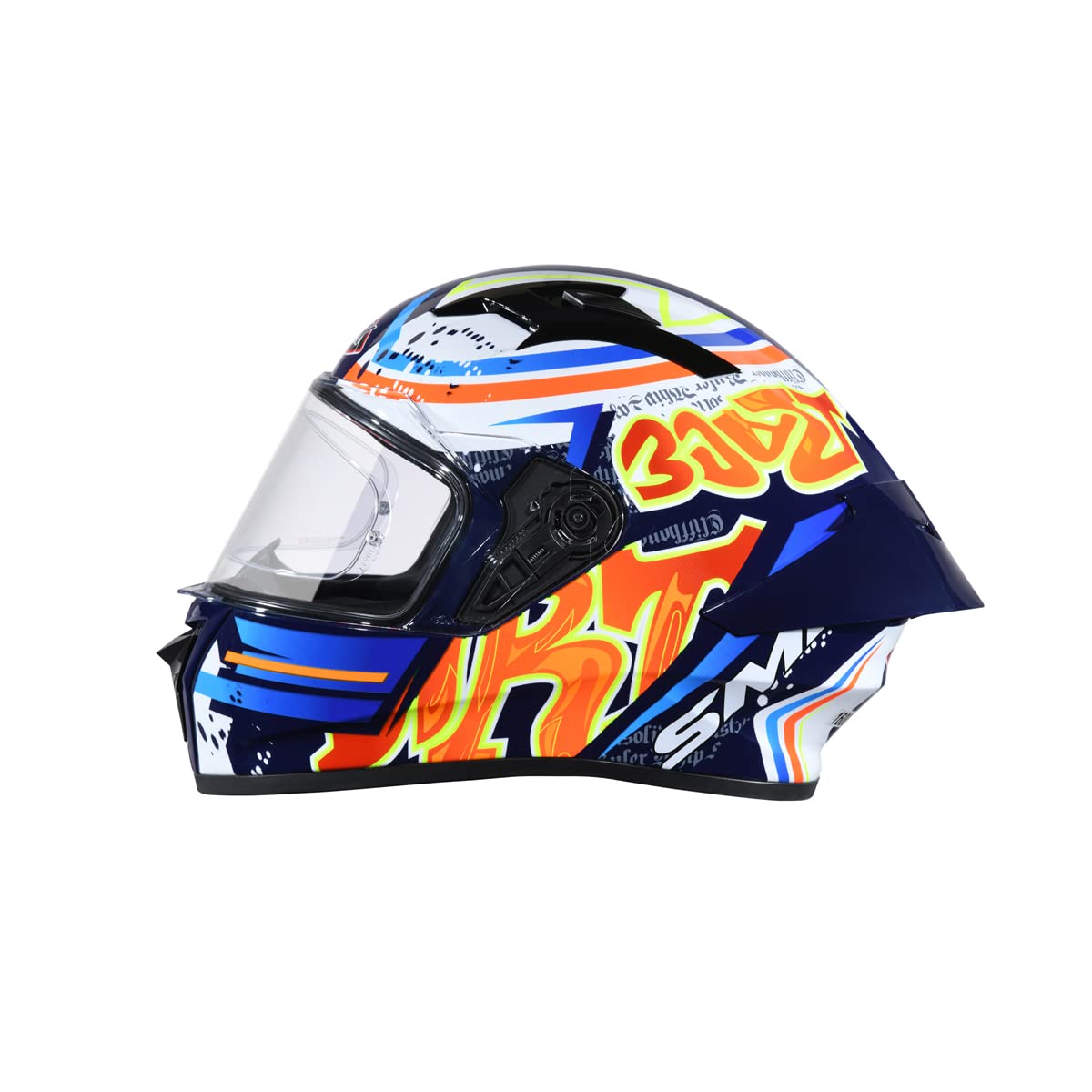 SMK Stellar Sports Graffiti Full FACE Helmet with PINLOCK Fited (GL537)-| Blue Red Orange