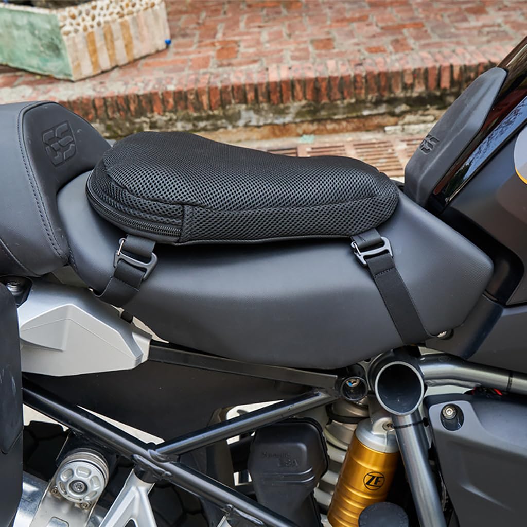 Motorcycle Air Cushion Seat with Breathable Zipper Cover Quick Release Buckle Design Universal