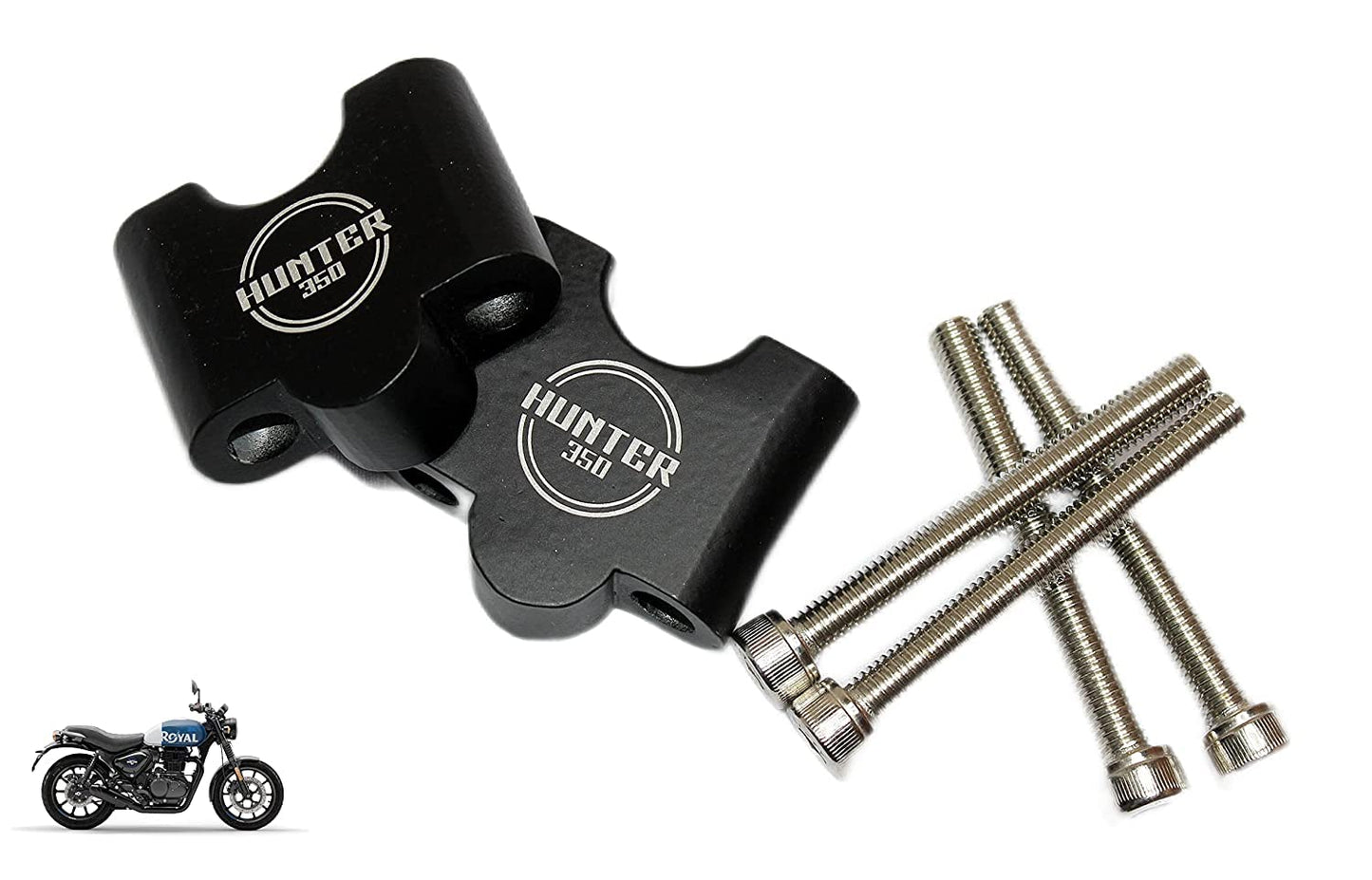 RE Hunter 350 Handlebar Riser / Handlebar Height Raiser Clamps - BLACK