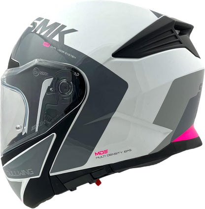 SMK GULLWING KRESTO GL169 FLIP UP MODULAR WHITE GREY PINK  HELMET