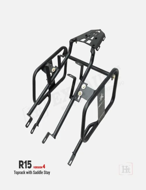 R15 V4 & R15 M YAMAHA TOP RACK WITH SADDEL STAY (BLACK MATT) – SB 568/ HT exhaust