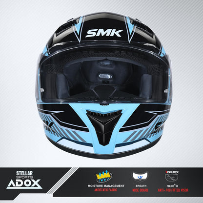 SMK Stellar Sports Adox Gloss Blue White Black (GL512) Helmet