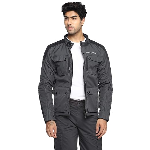 Royal Enfield Khardungla V2 Riding Jacket Grey S CE Level 2 certified armour at shoulders and elbows