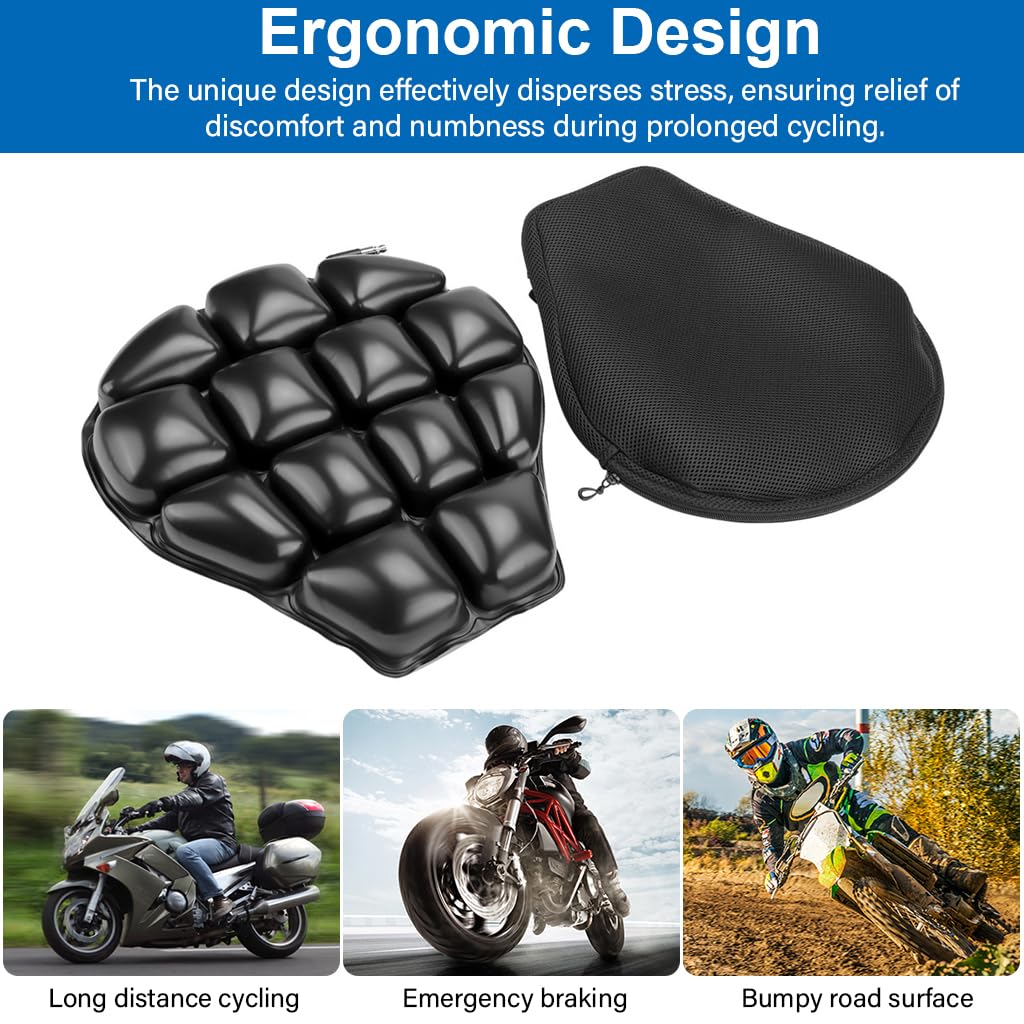 Motorcycle Air Cushion Seat with Breathable Zipper Cover Quick Release Buckle Design Universal