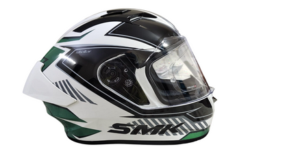 SMK Stellar Sports Adox Motorcycling Helmet Isi,Dot&Ece-06 Certified Full Face Helmet,Green White