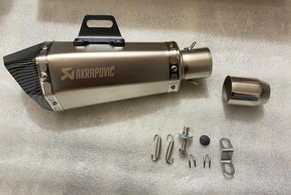 AKRAPOVIC Muffler Exhaust Pipe Akrapovic Exhaust WID DB Killer Universal for All Bikes - silver with carbon end