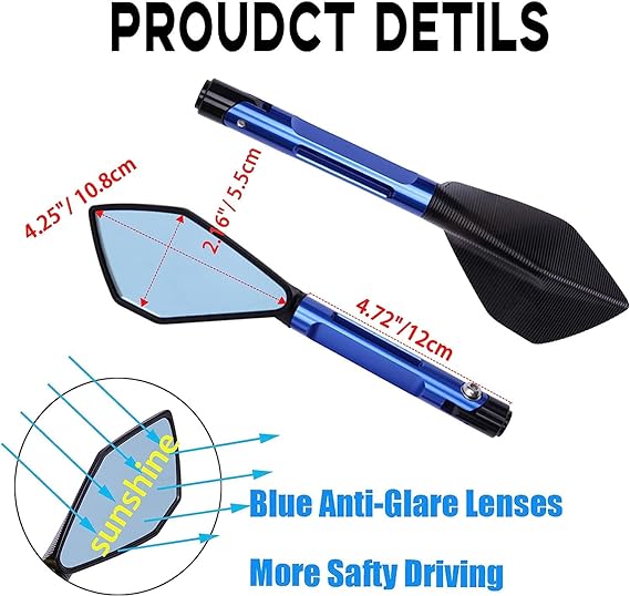 Veloce  Pentagon Anti-Glare Rear View Mirror CNC Aluminum Handlebar Side Mirrors - universal