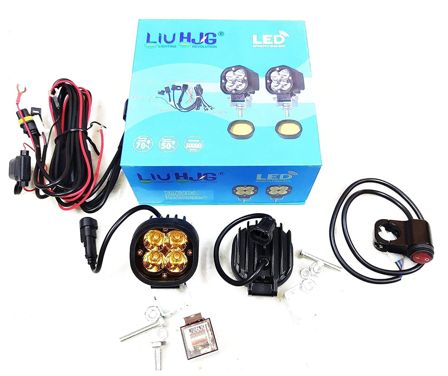 LIU HJG 4 LED Minicree 40W With wiring harness & Switch ( pair)