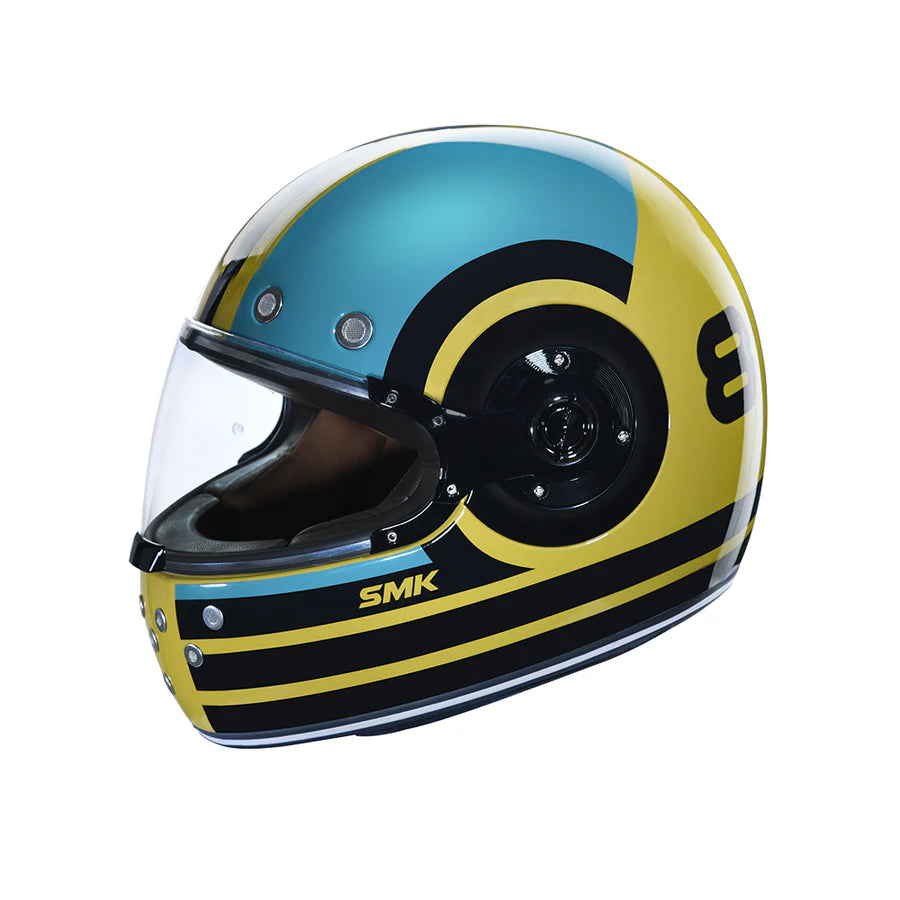 SMK Full FACE Retro Style RENKO GL 428 YELLOW BLACK GREEN GLOSS 57 MM Helmet