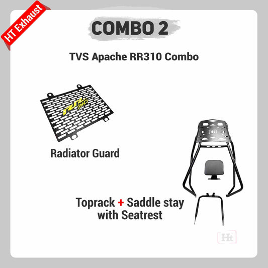 COMBO 2 Apache RR310 Radiator Guard + Top Rack + Saddle Stay with Seatrest – HT EXHAUST