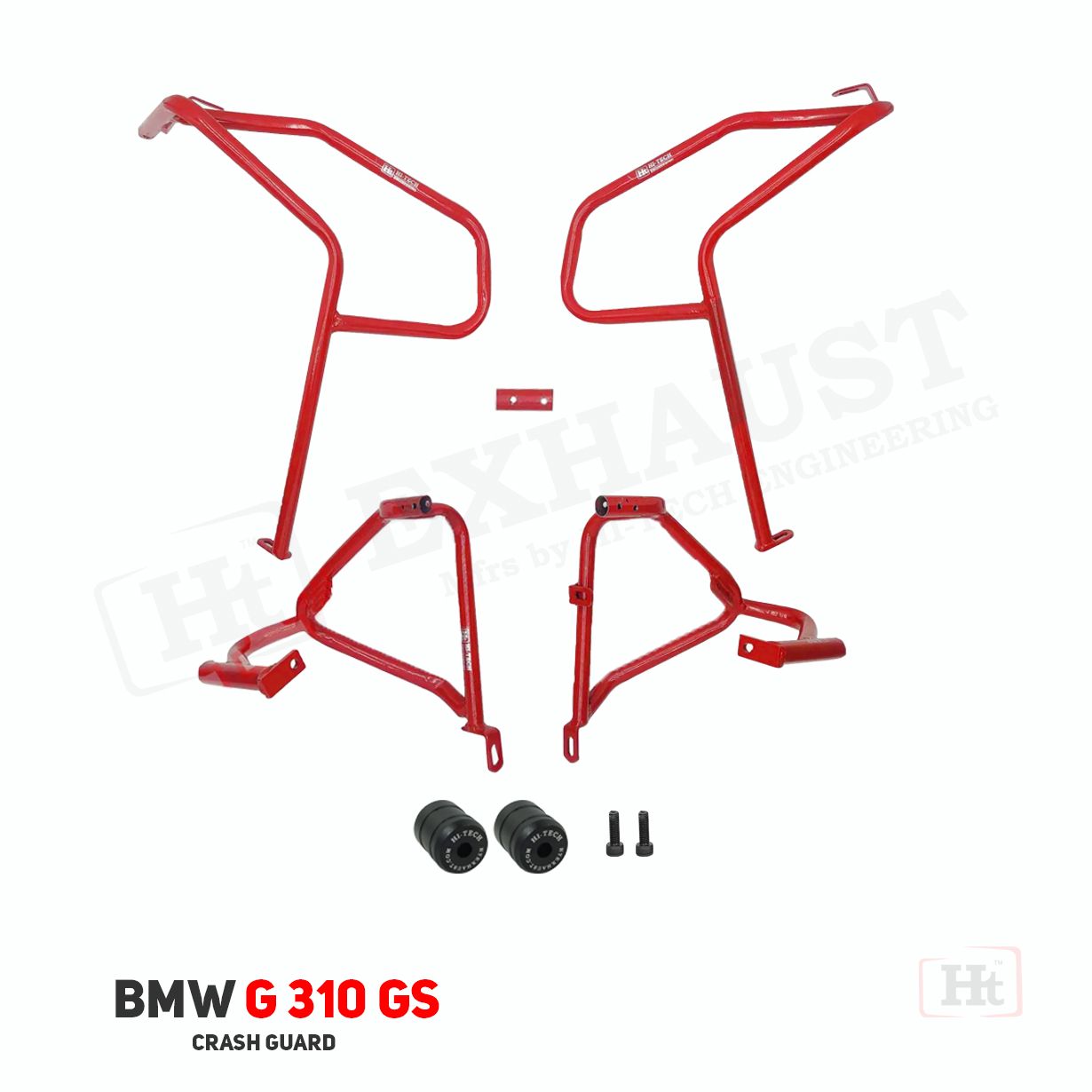 BMW G 310 GS CRASH GUARD WITH METAL SLIDER RED (includes sump guard) – SB 551 / Ht Exhaust