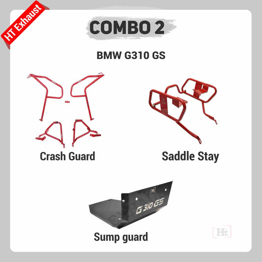 COMBO 2 BMW GS310 Crash Guard + Saddle Stay + Sump Guard – HT EXHAUST