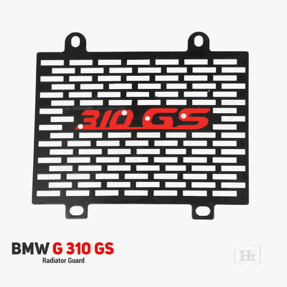 BMW 310 GS radiator guard with neon color GS310 logo – RD 903 / ht exhaust RED