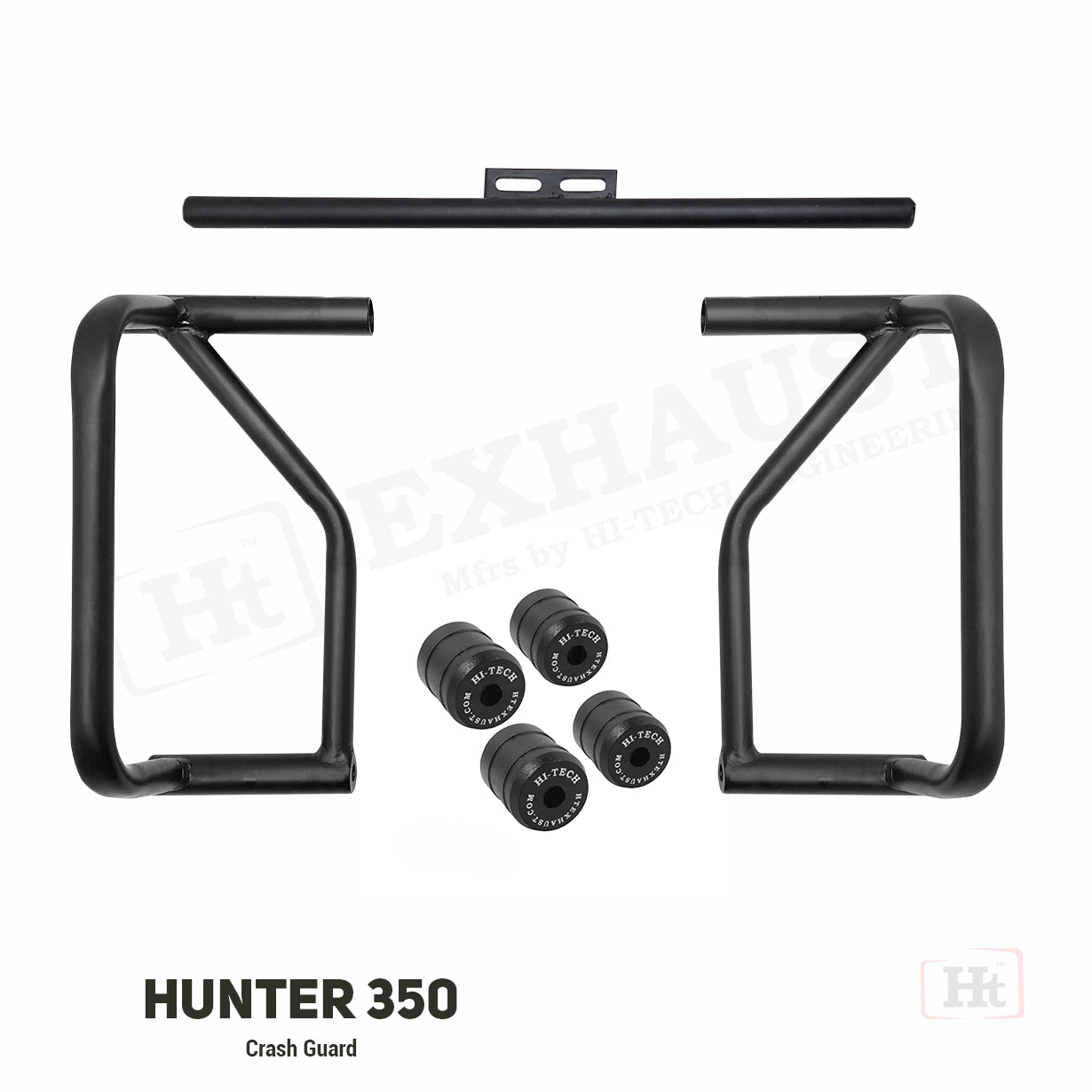 CRASH GAURD FOR HUNTER 350 – 4 METAL SLIDER BLACK MATT – SB 653 / HT EXHAUST