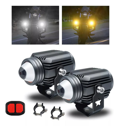 LGP DK16 auxiliary lights with wireless spotlight switch harness and clamps 45W ( 12V-30V) compatible for all motorcycles and cars