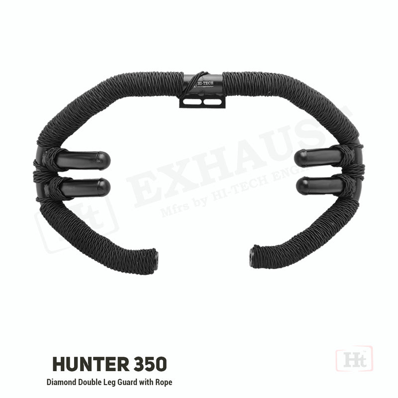 HUNTER 350 DIAMOND DOUBLE LEG GUARD – BLACK WITH ROPE – SB 658 / HT EXHAUST