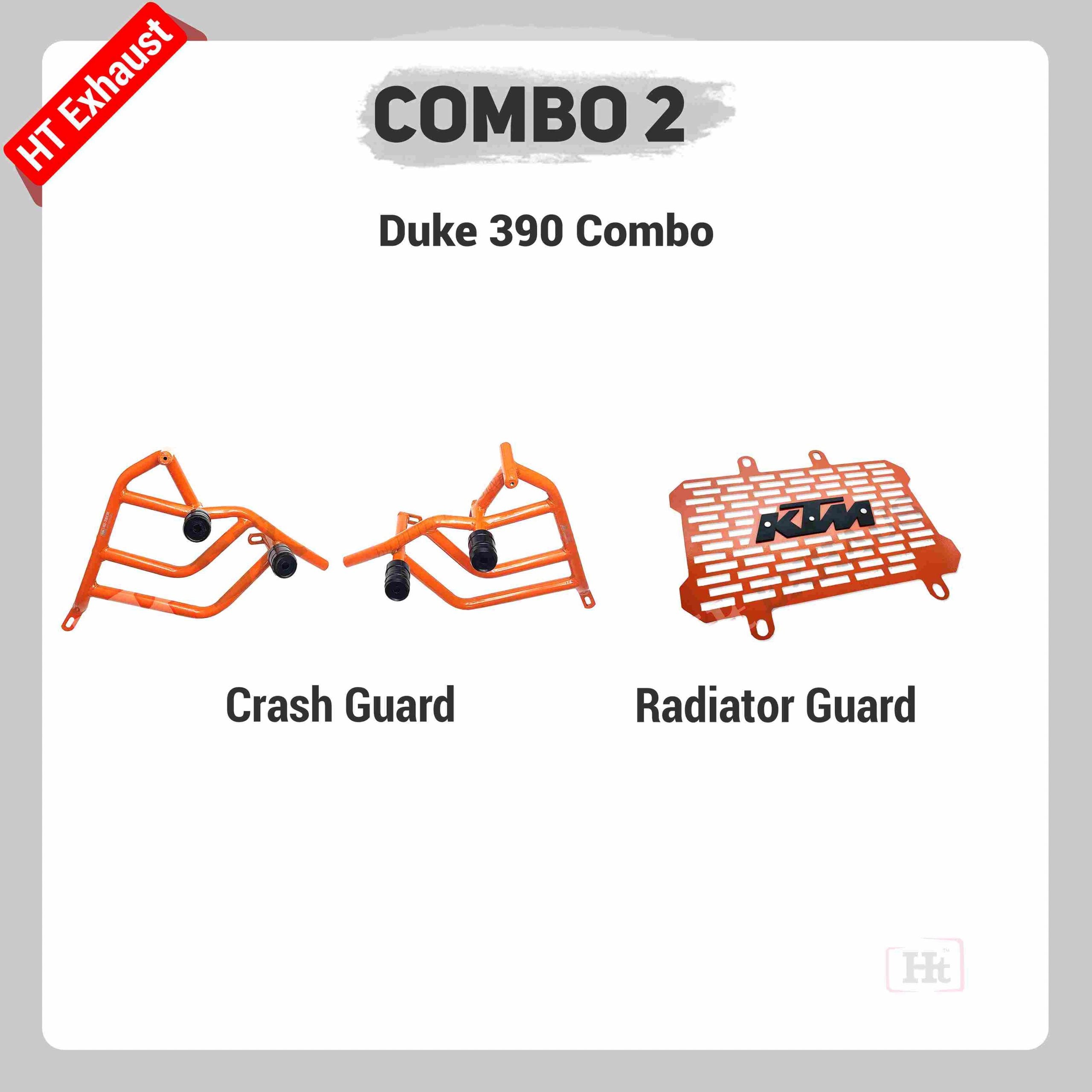 COMBO 2 DUKE 390 BS6 Crash Guard + Radiator Guard – HT EXHAUST – SPARIFY