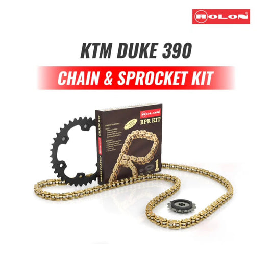 KTM DUKE 390 BRASS X-RING CHAIN SPROCKET KIT BY ROLON