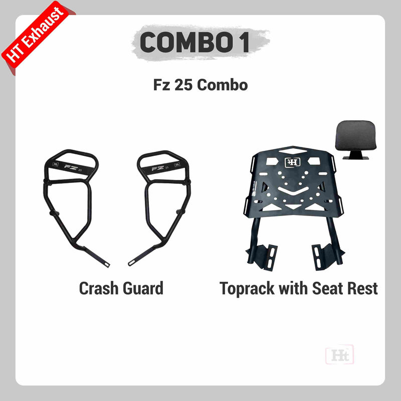 COMBO 1 FZ 25 Crash Guard + Top Rack with Seat – HT EXHAUST