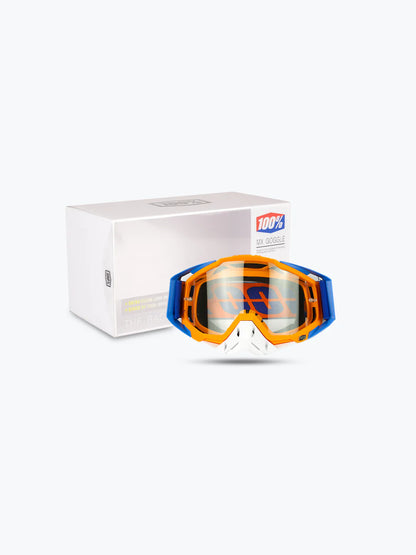 100% The Racecraft Orange Lens MX Goggle – Orange Blue White - 1 YEAR WARRANTY