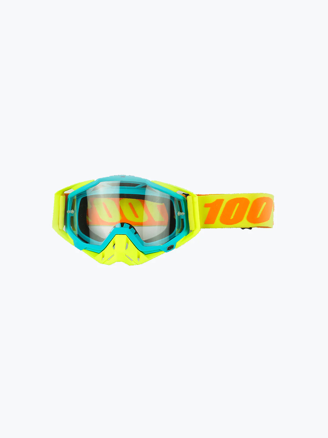 100% The Motocross & Mountain Biking  MX Goggle – Yellow and skyblue (plain tint) - 1 YEAR WARRANTY