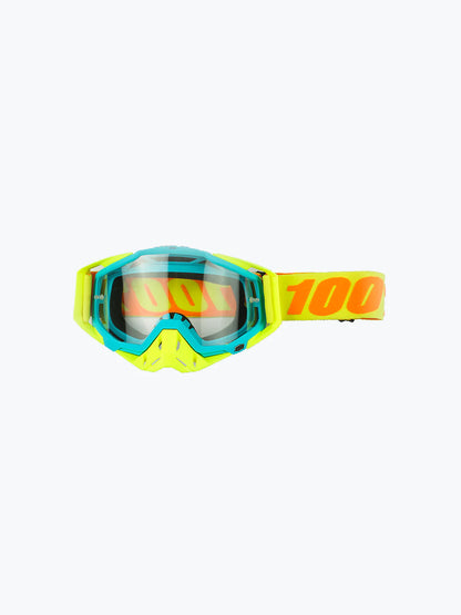 100% The Motocross & Mountain Biking  MX Goggle – Yellow and skyblue (plain tint) - 1 YEAR WARRANTY