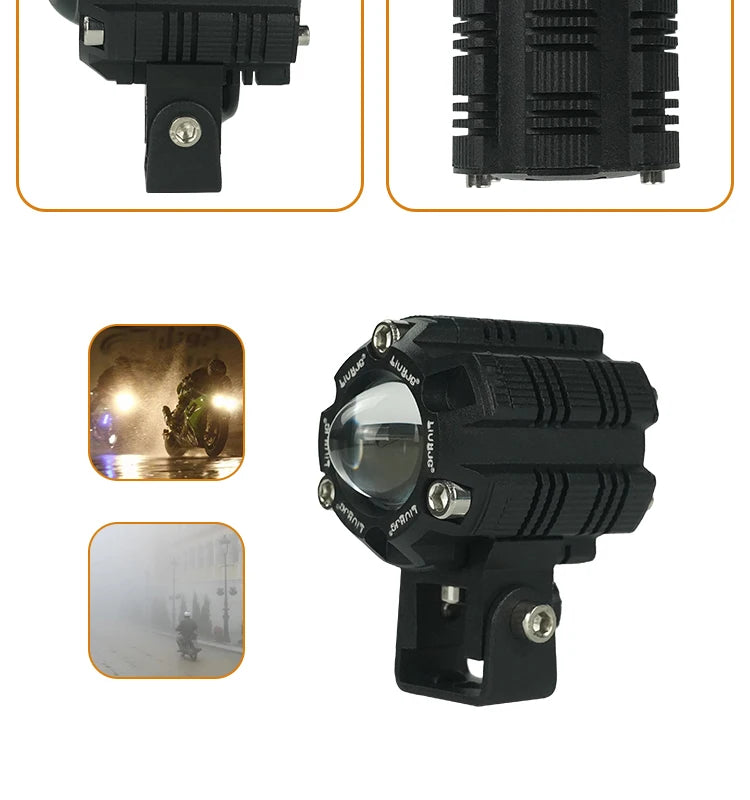 LIU HJG Mini Driving Fog Light for All Motorcycle with wiring harness /Scooter/Jeep  (20w*2) heavy