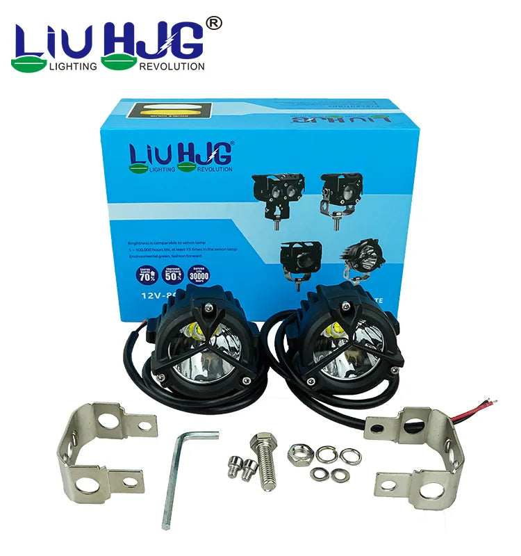 LIU HJG - 125 y lens mini mercedes  Universal for Car, Bike and Motorcycle (set of 2) 60watt 12-80V - ONLY WHITE