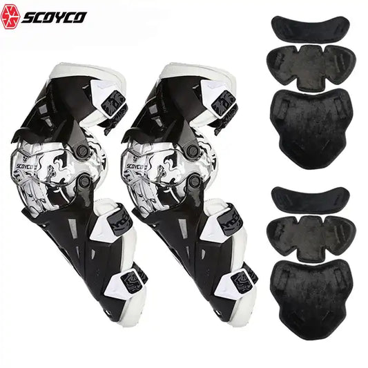 Scoyco Motorcycle Bike Racing Riding Knee Guard K12 (Black and white)