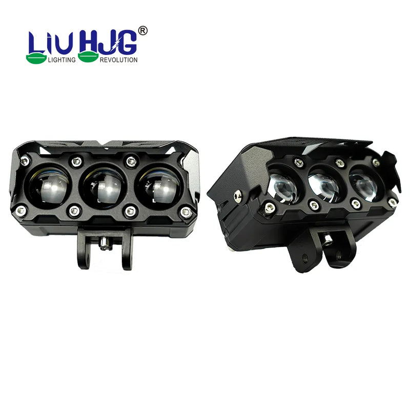 LIU HJG Triple Shot 60w LED Dual Intensity Fog Light with Dual Button Wiring Harness White Amber