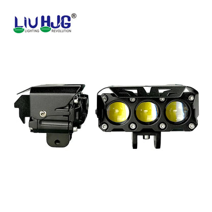 LIU HJG Triple Shot 60w LED Dual Intensity Fog Light with Dual Button Wiring Harness White Amber