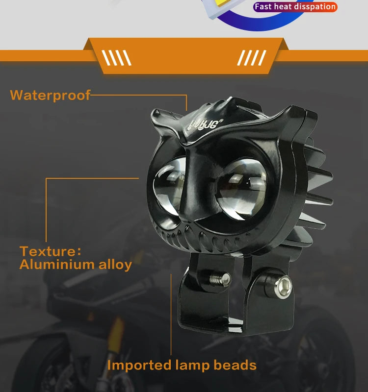LIU HJG Fog Lamp 2 Led 40W OWL 9-60v White/Yellow (SET OF-2) for all motorcycles / scooters /cars