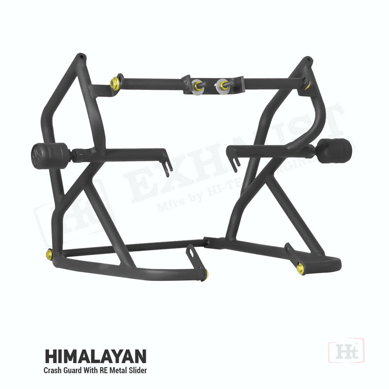 Hmalayan Crash Guard with RE Metal Slider WITH – COLOR OPTION AVAILABLE HM 210 – Ht exhaust