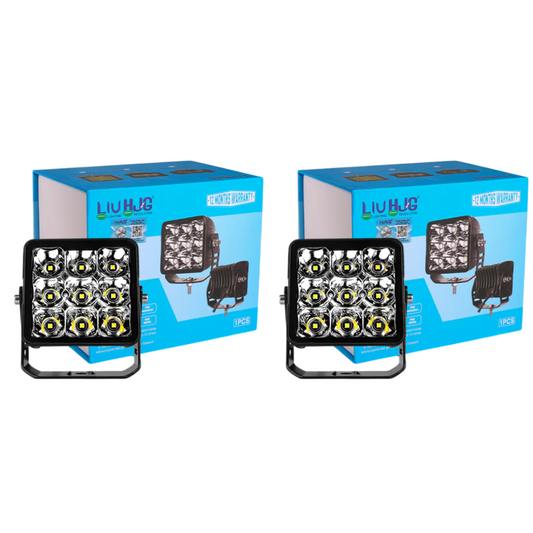 LIU HJG 9 LED Bezel Less Square yellow/white heavy duty auxiliary lights (pack of 2)